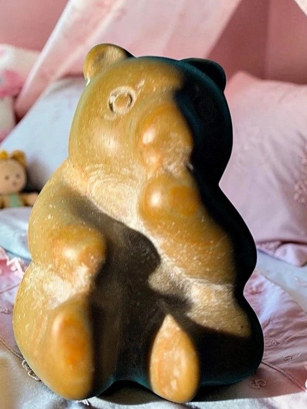 Yellow Jasper Crystal Bear Eating Honey Figurine